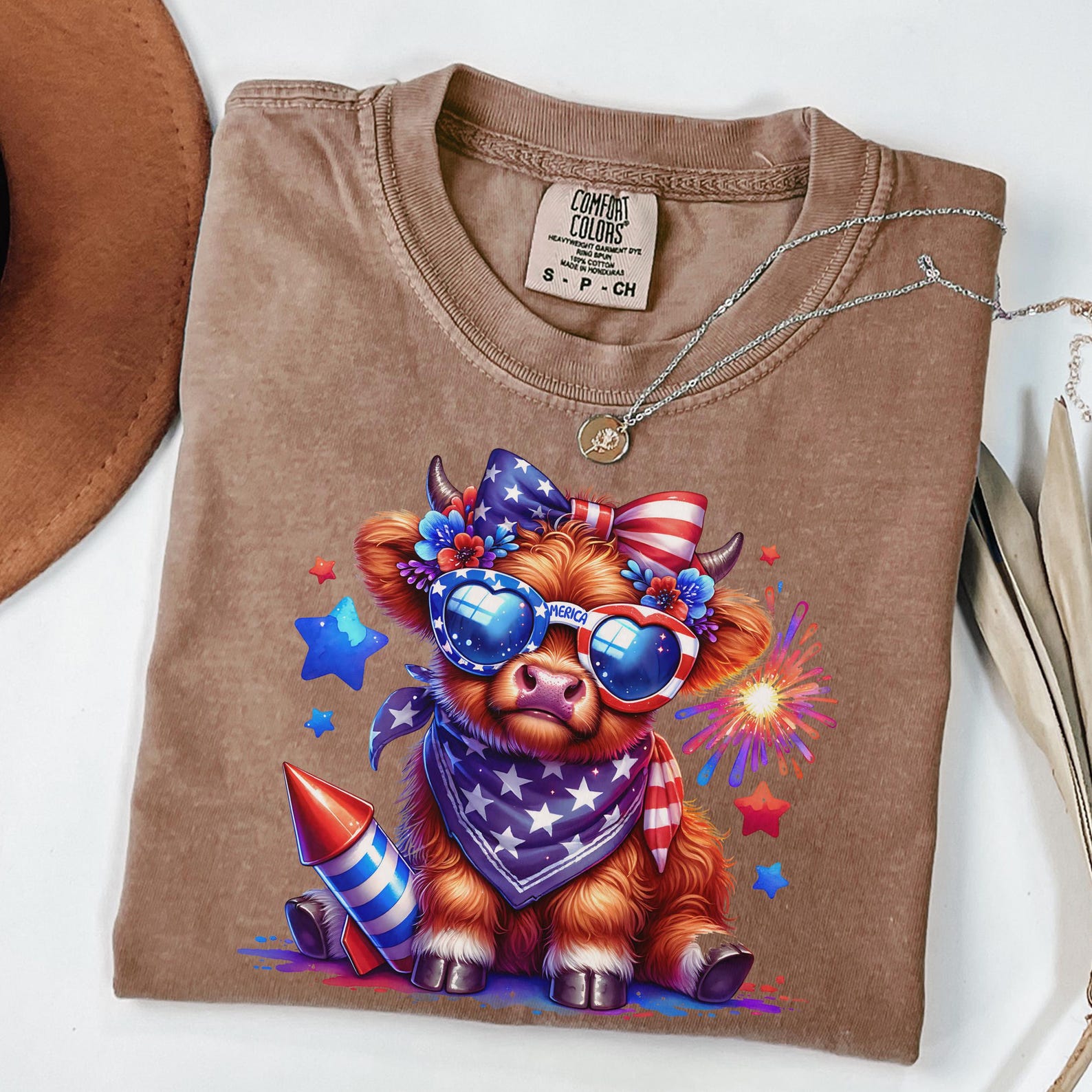 4th Of July T-shirt, Fourth Of July Highland Cow Shirt, America Shirt, Patriotic Shirt, Independence Day Tee Shirt - Image 5