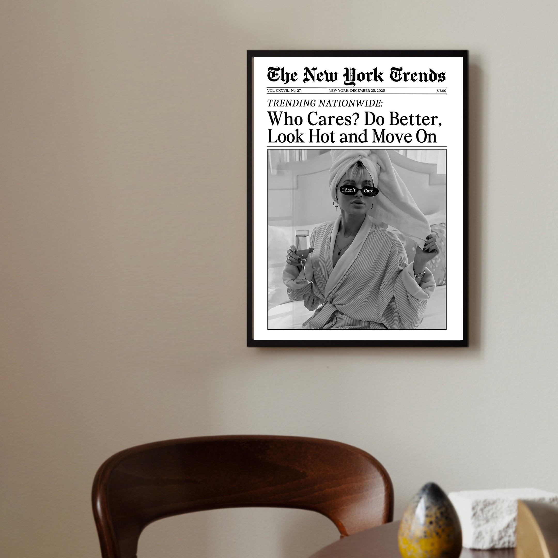 Trendy Newspaper Print, New York Times Wall Art, Hot Girl Poster, Retro Bar Cart, Girl Dorm Room Decor, - Image 7