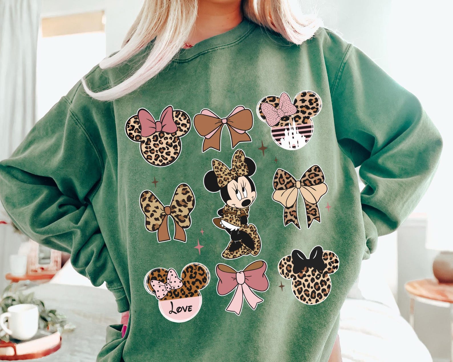 Leopard Coquette Bows Minnie Baby Tee, Girly Aesthetic Shirt, Girls Trip Tee, Cute Minnie Mouse, Girly Leopard Bow, Animal Kingdom Unisex Women Top For Everyday Wear - Image 4