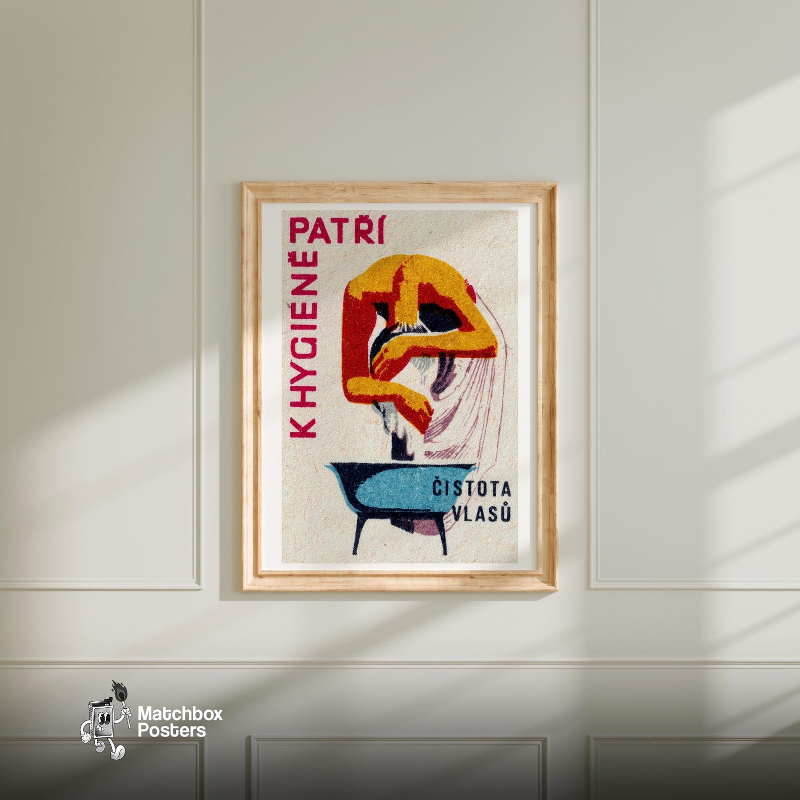 Woman Washing Hair Matchbox Print - Image 5