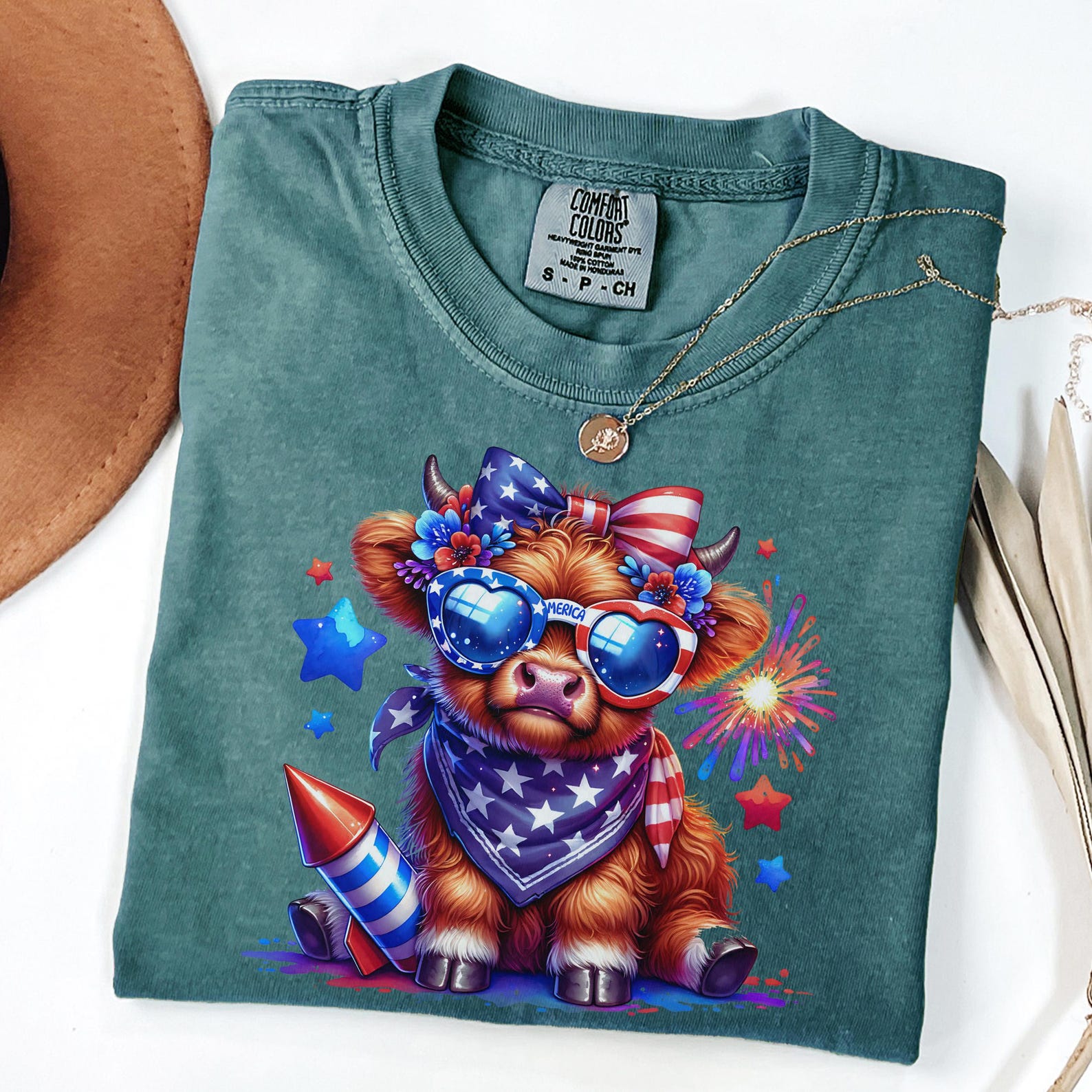 4th Of July T-shirt, Fourth Of July Highland Cow Shirt, America Shirt, Patriotic Shirt, Independence Day Tee Shirt - Image 3