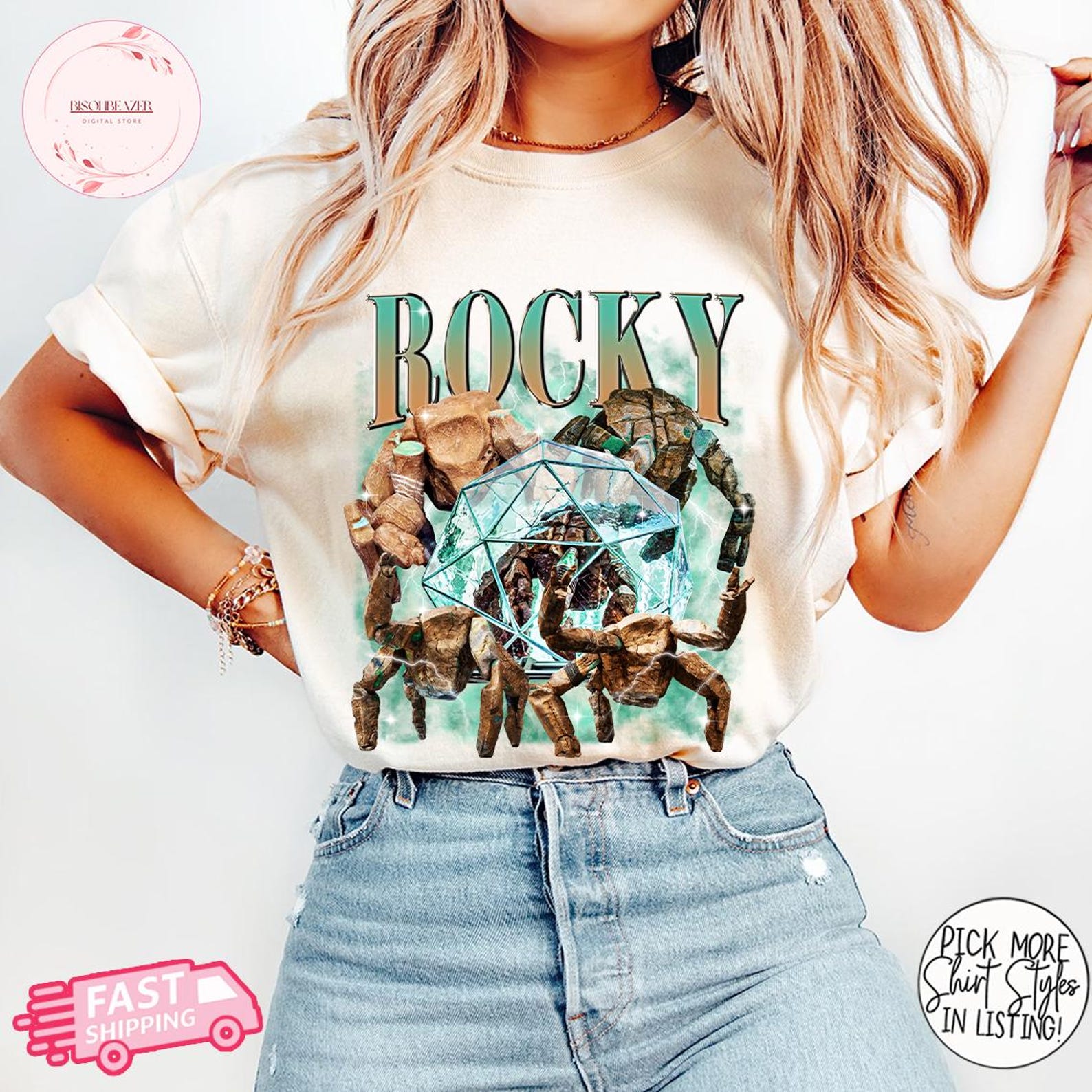 Alternative view of Rocky Project Hail Mary Movie Vintage Bootleg 90s Shirt, Sci-fi Space Novel Fan Tee, Funny Nerd Book Lover Graphic T-shirt