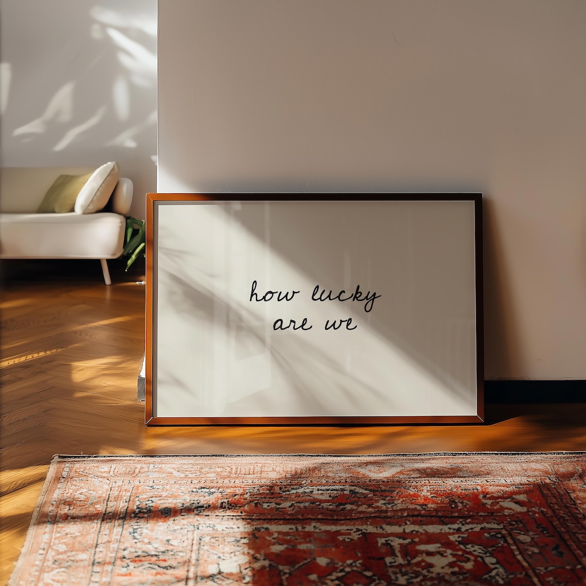 Printed How Lucky Are We, Hand-drawn Typography Poster, Neutral Home Decor, Modern Minimalistic - Image 9
