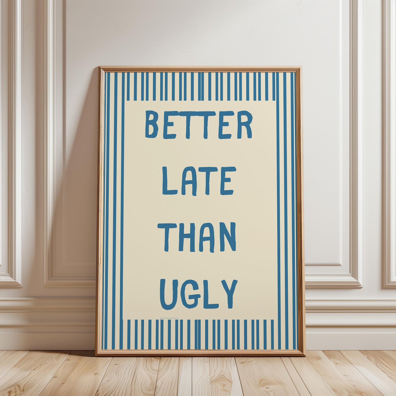 Better Late Than Ugly Poster, Classic Girly Preppy Typography Print, Exclusive Teen Room Aesthetic Decor, Unframed Print Only - Image 3