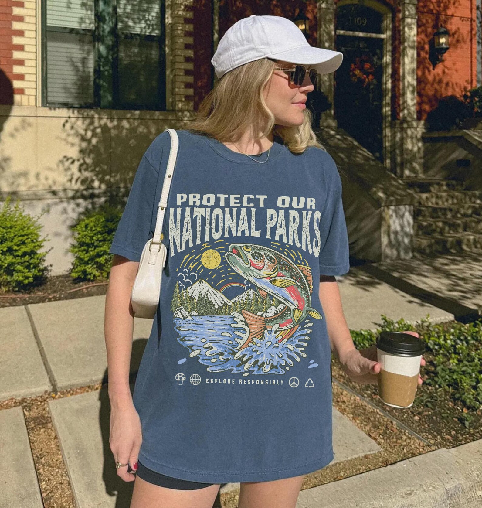 National Parks Fish T Shirt Comfort Colors® Shirt Nature Lover Gift Shirt Camper Tee Hiking Shirt Granola Girl Clothing - Image 5