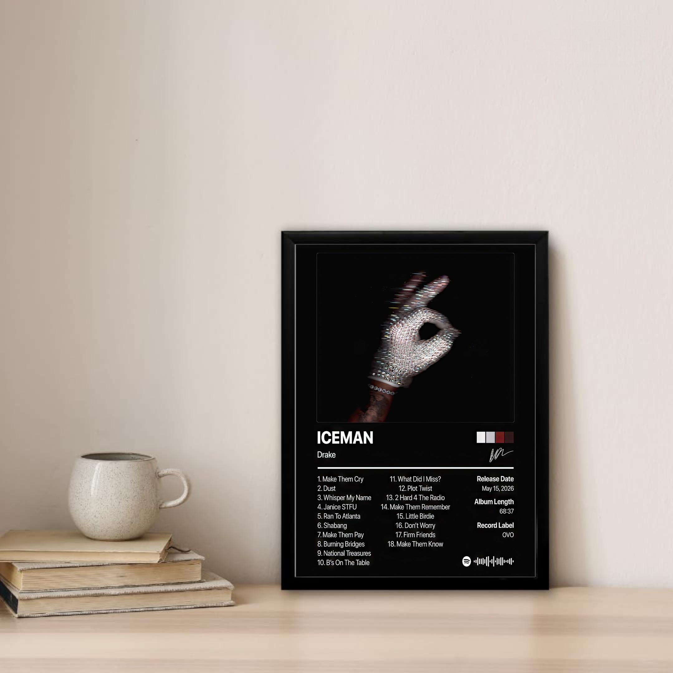 Alternative view of Iceman V2 Album Poster, Drizzy Hip Hop Wall Art, Aesthetic Music Bedroom Decor, Modern Album Cover Artwork, Gift For Drake Fans