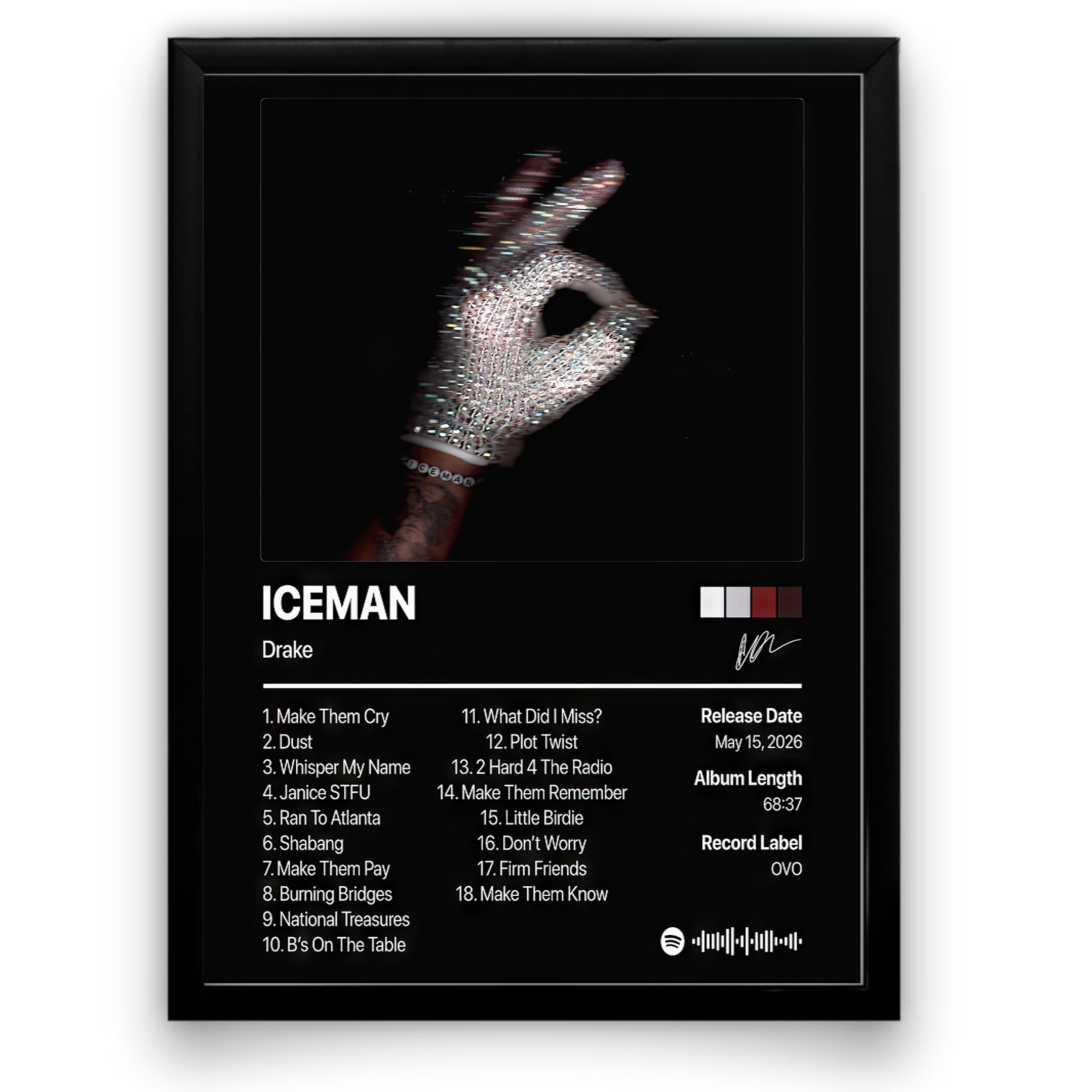 Iceman V2 Album Poster, Drizzy Hip Hop Wall Art, Aesthetic Music Bedroom Decor, Modern Album Cover Artwork, Gift For Drake Fans
