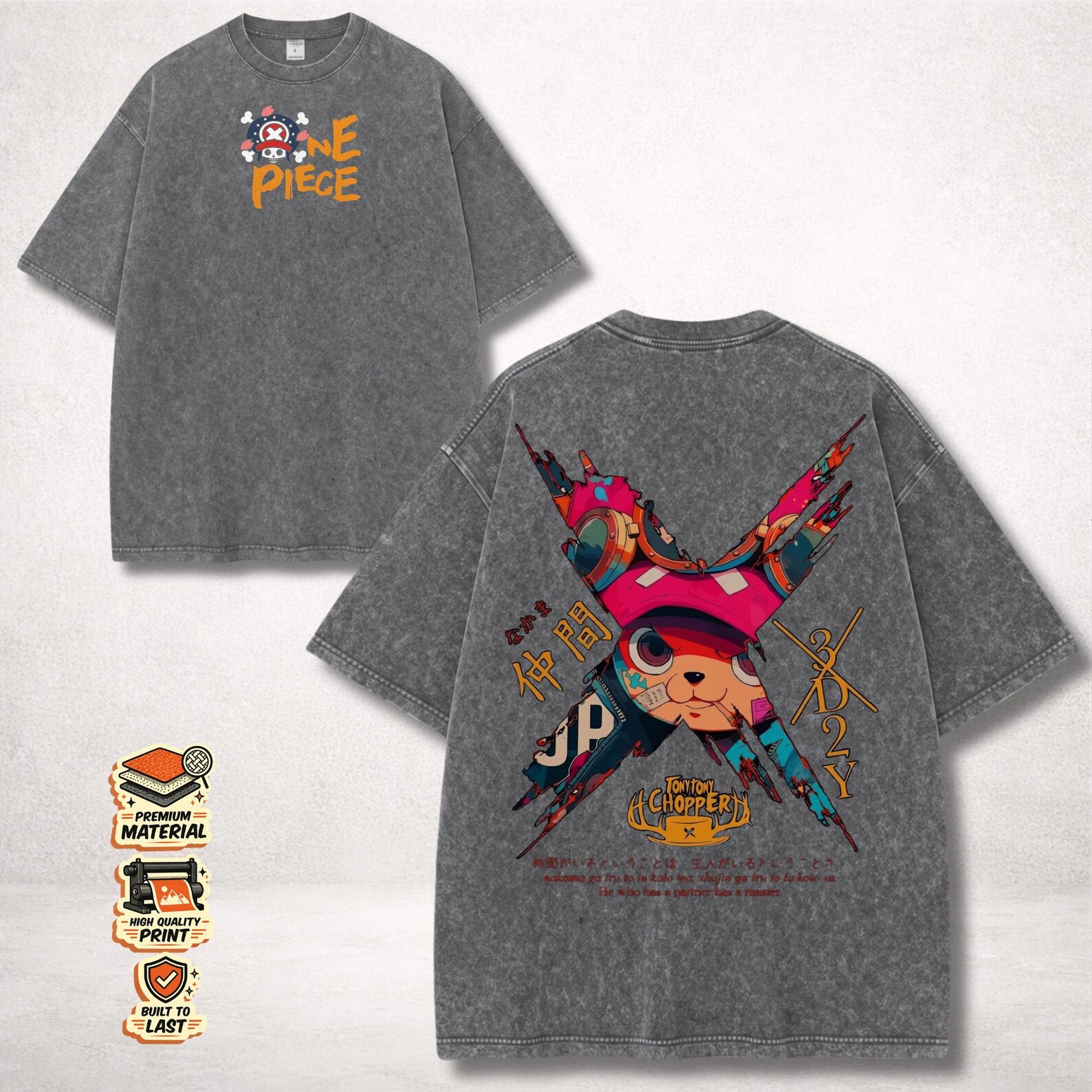 Alternative view of One Piece Tony Tony Chopper Comfort Colors T-shirt, 90s Anime Manga Graphic Tee