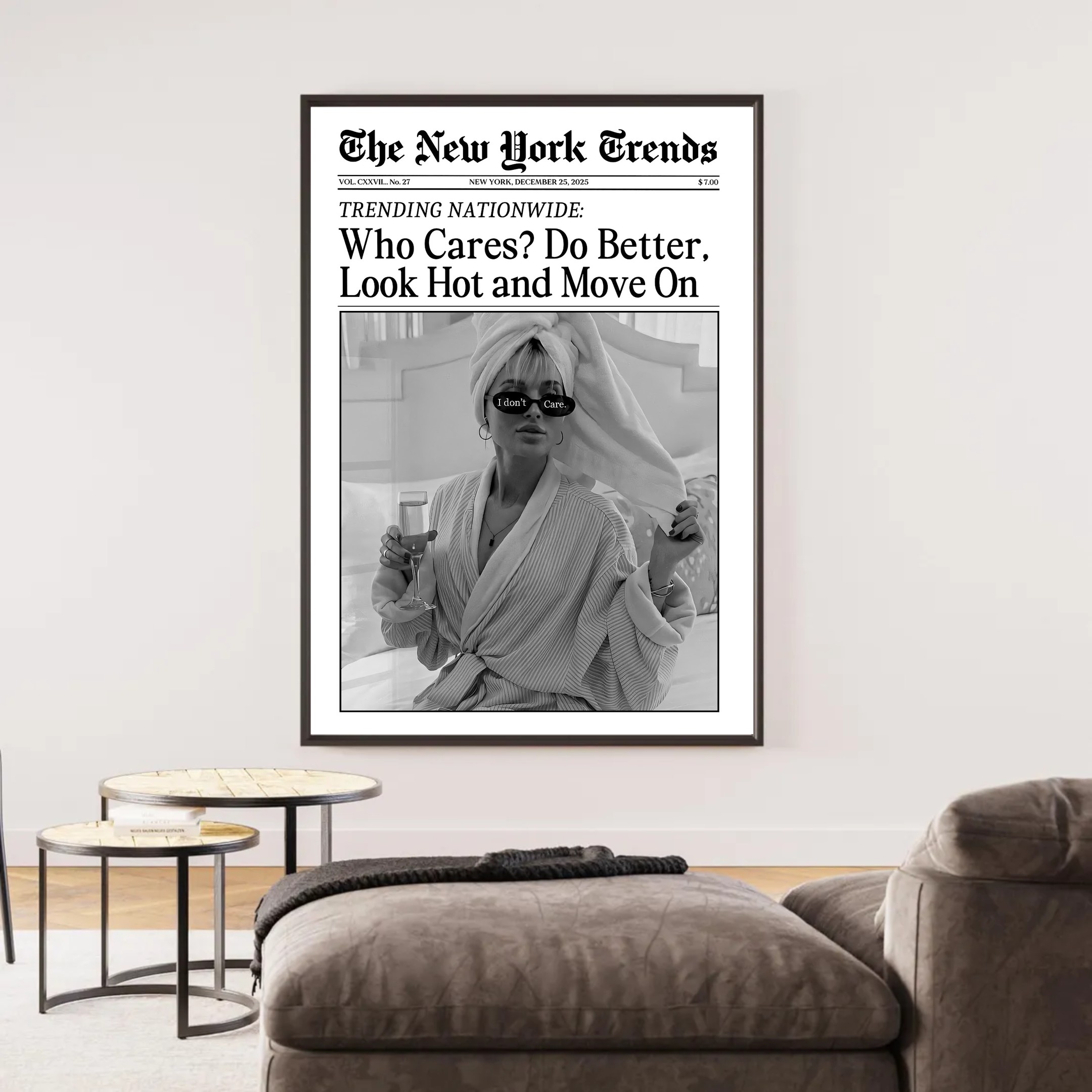 Trendy Newspaper Print, New York Times Wall Art, Hot Girl Poster, Retro Bar Cart, Girl Dorm Room Decor, - Image 3