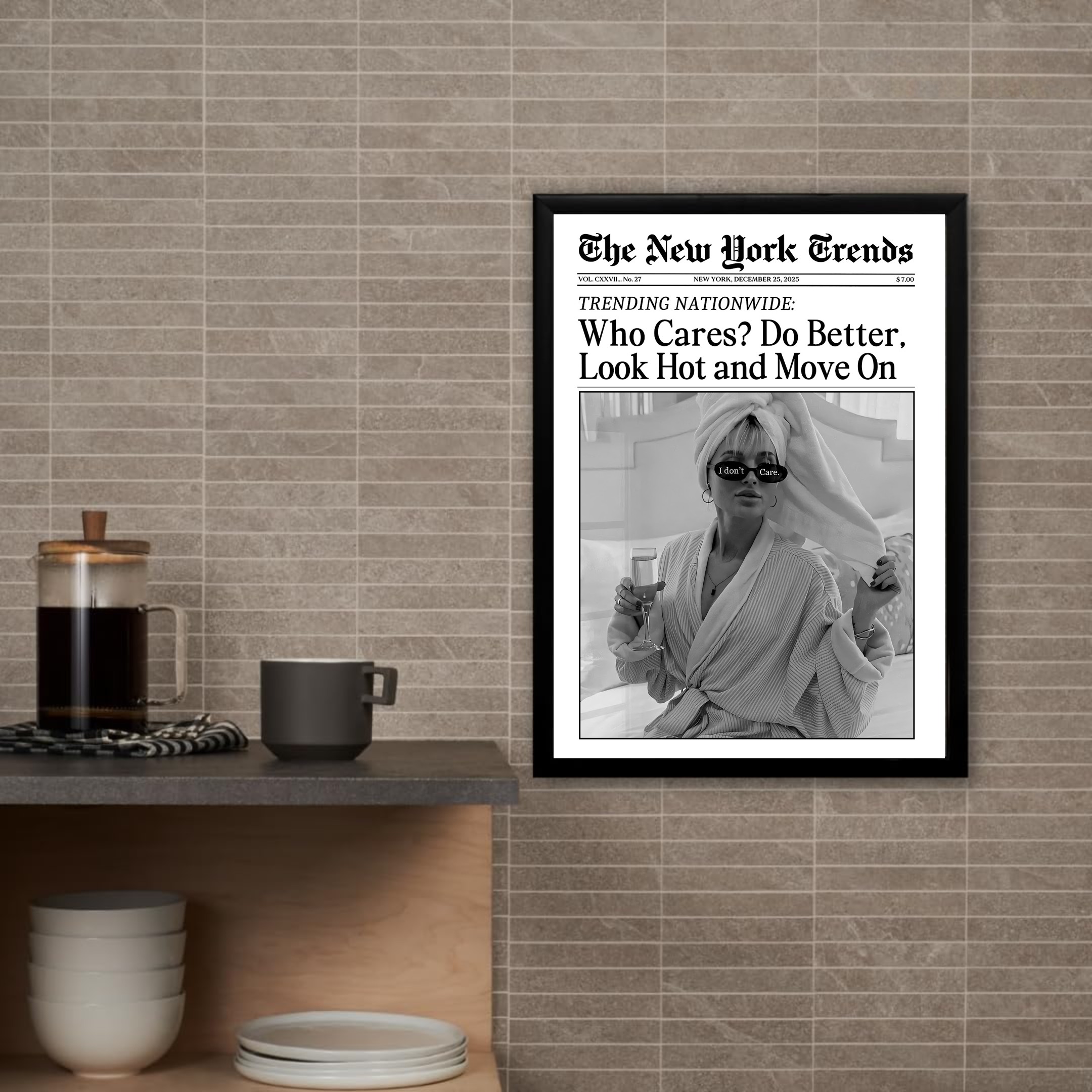 Trendy Newspaper Print, New York Times Wall Art, Hot Girl Poster, Retro Bar Cart, Girl Dorm Room Decor, - Image 6