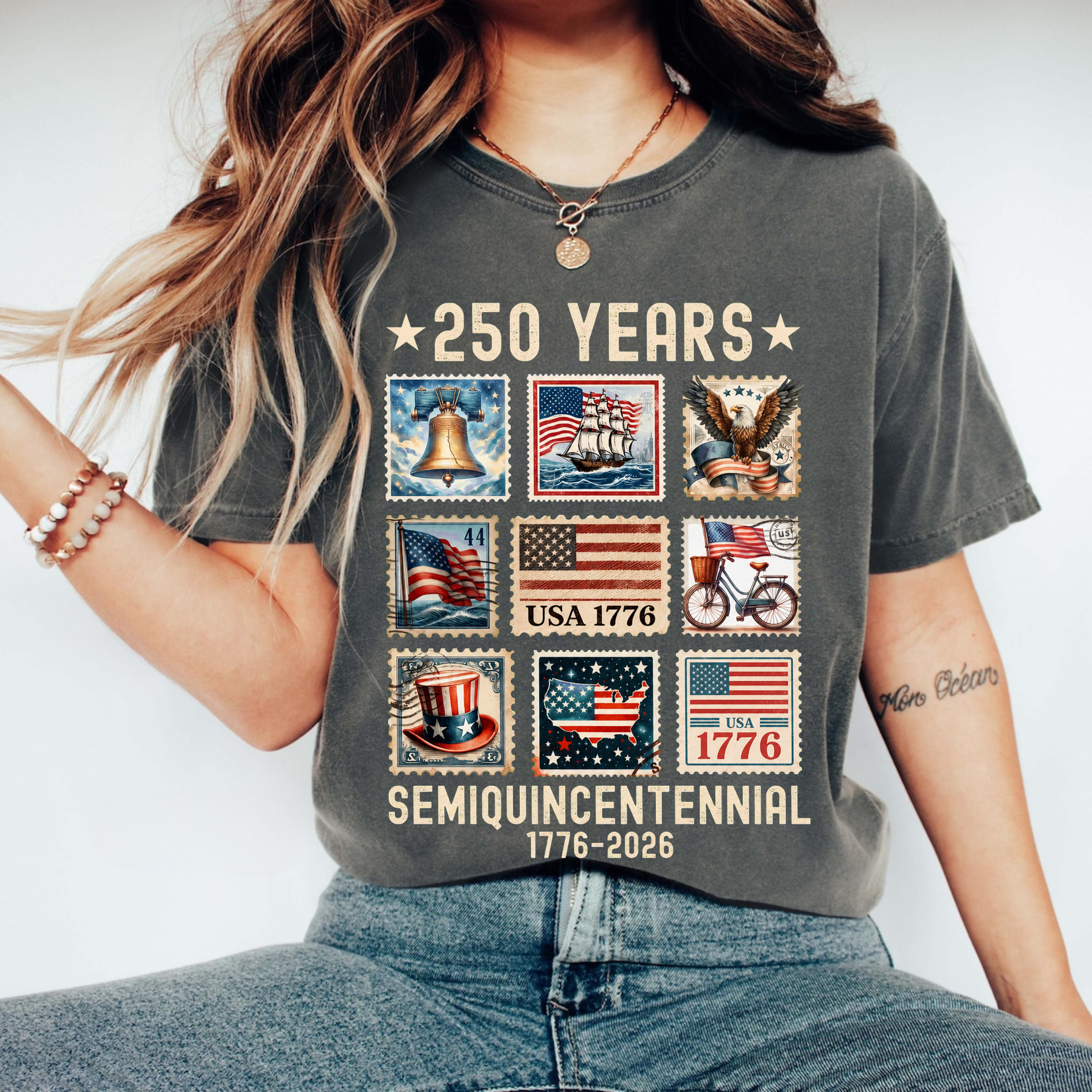 Alternative view of America 250th Anniversary Shirt Semiquincentennial Gift Stamp Shirt Retro Usa 250 Shirt Independence Day