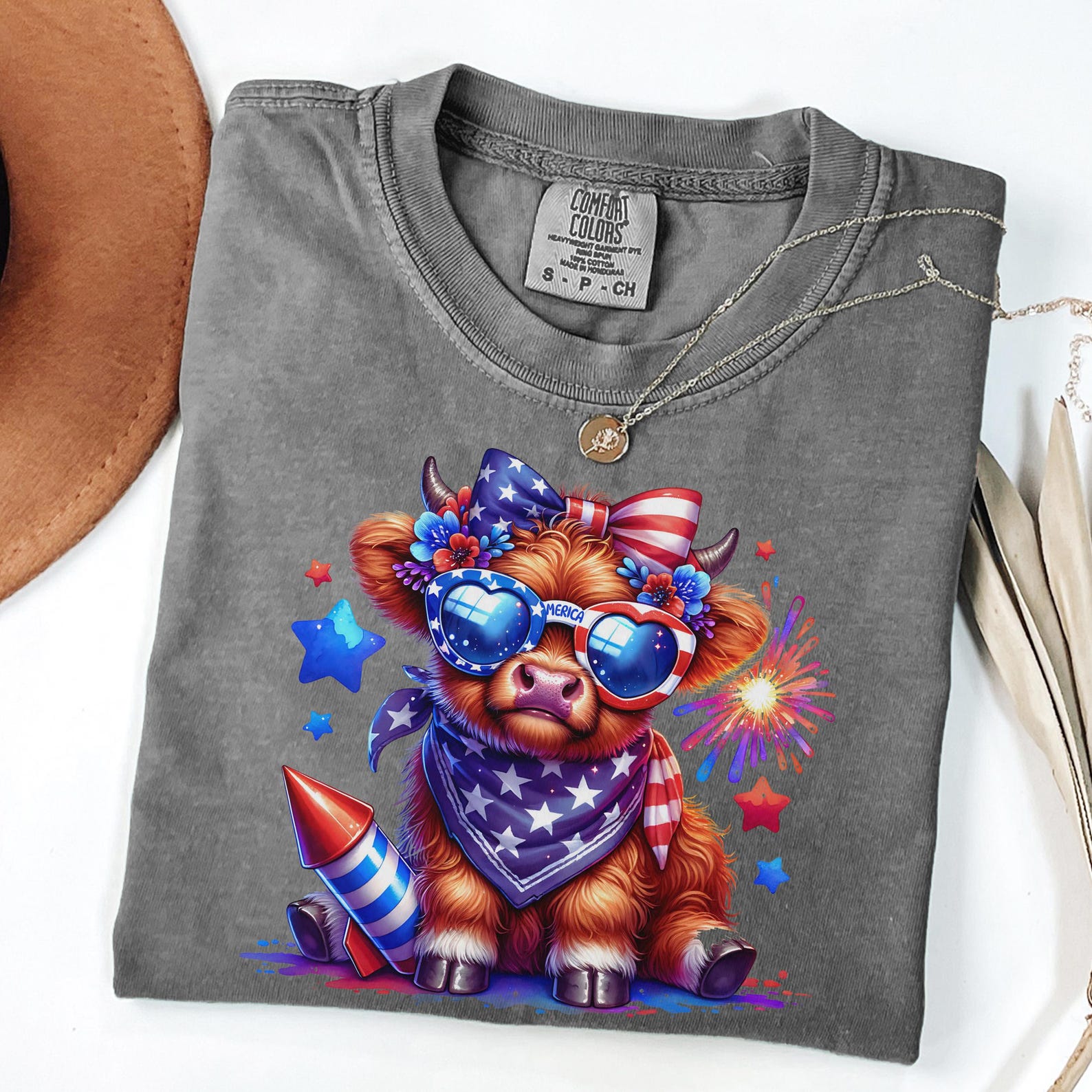 4th Of July T-shirt, Fourth Of July Highland Cow Shirt, America Shirt, Patriotic Shirt, Independence Day Tee Shirt - Image 4