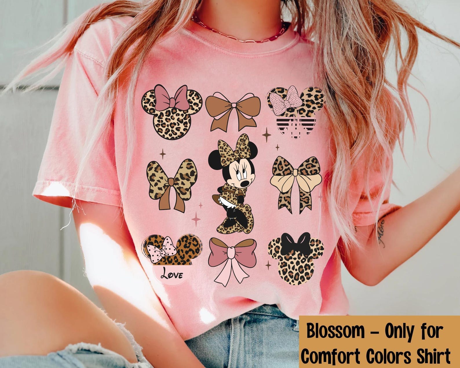 Leopard Coquette Bows Minnie Baby Tee, Girly Aesthetic Shirt, Girls Trip Tee, Cute Minnie Mouse, Girly Leopard Bow, Animal Kingdom Unisex Women Top For Everyday Wear - Image 5