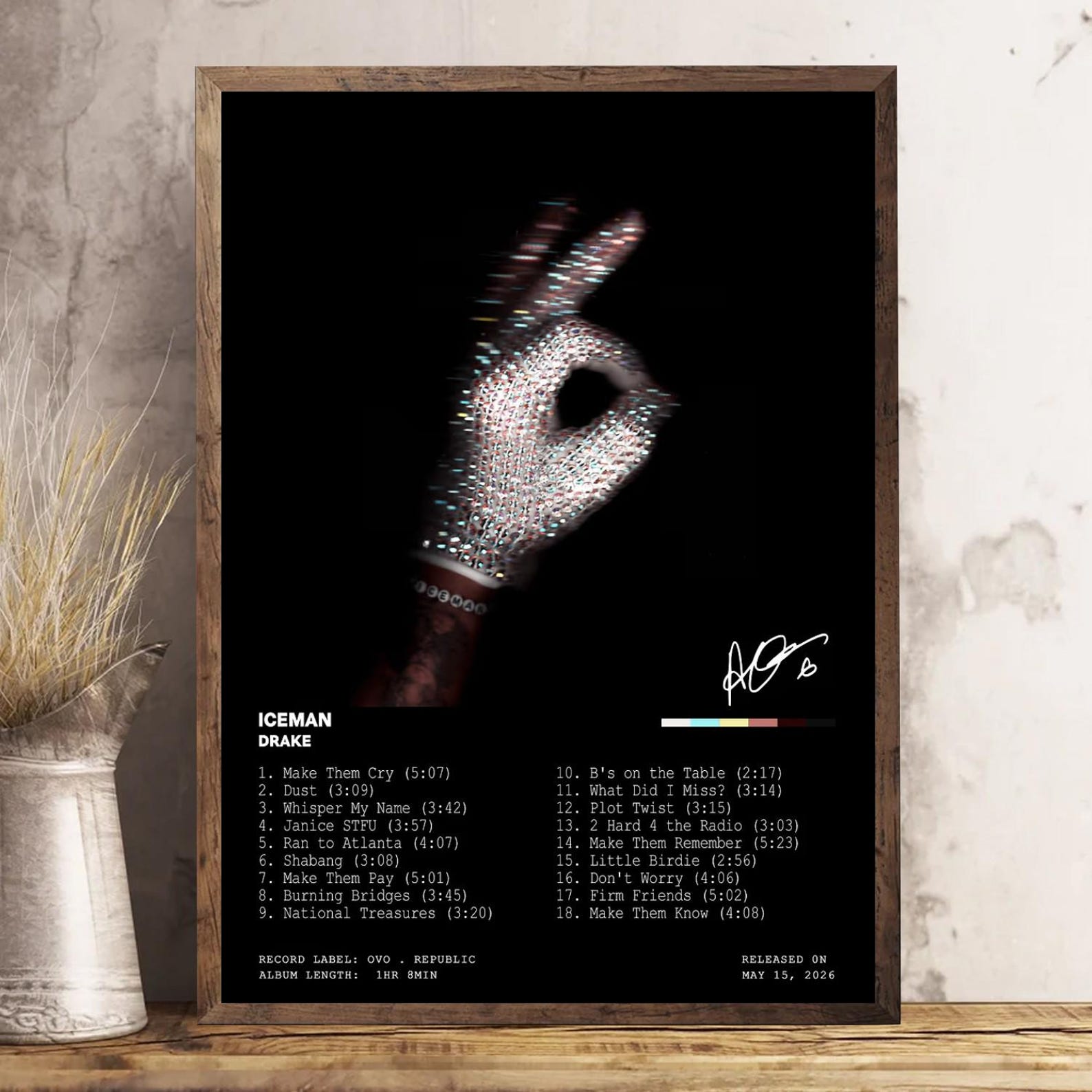 Drake Iceman Album Poster, Drake Wall Art, Hip Hop Album Cover Print, Rap Music Poster, Drake Fan Room Decor