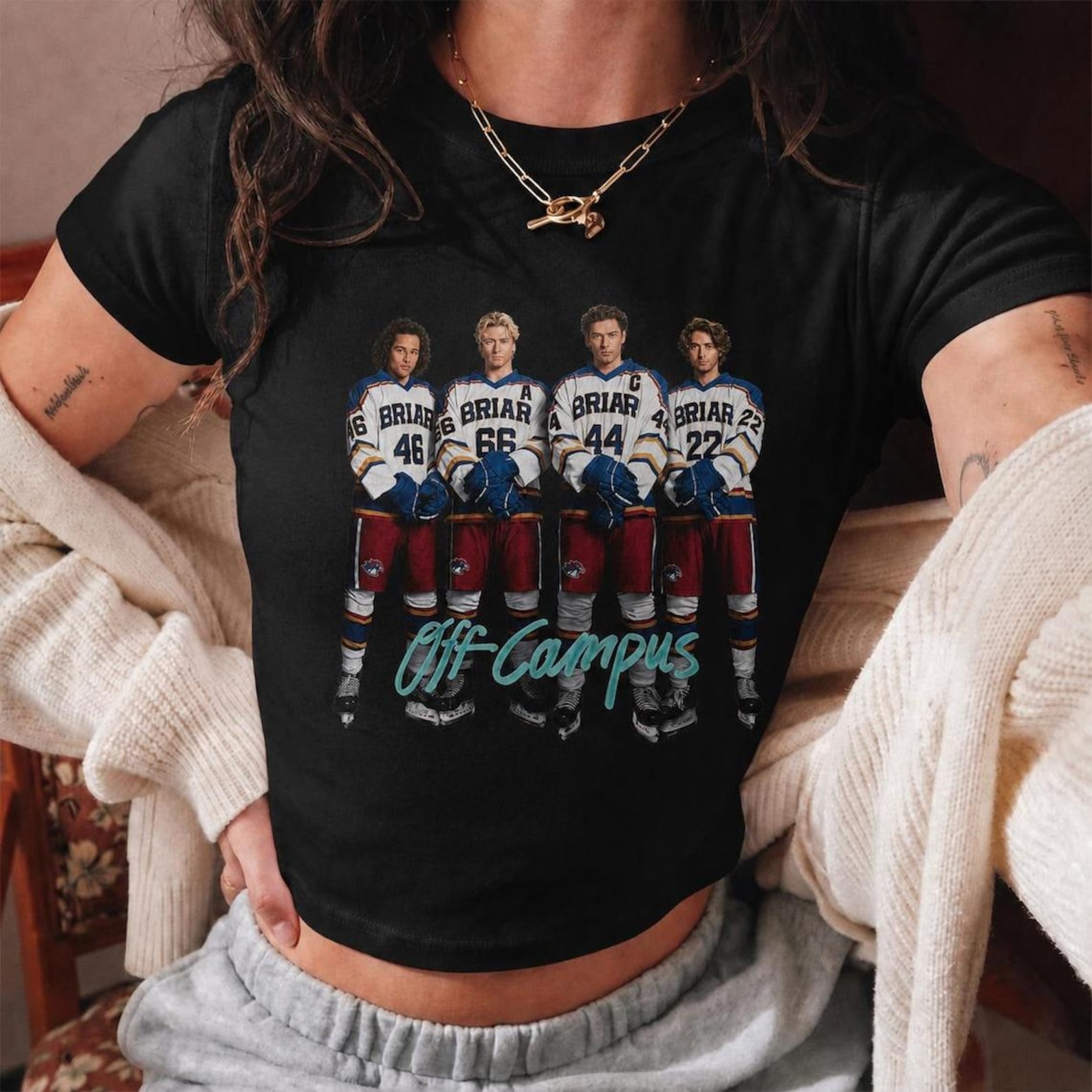 Off Campus Series Baby Tee, Briar Hockey Crop Top, Garrett Logan Tucker Dean Unisex Tee, Booktok Bookish Graphic Shirt
