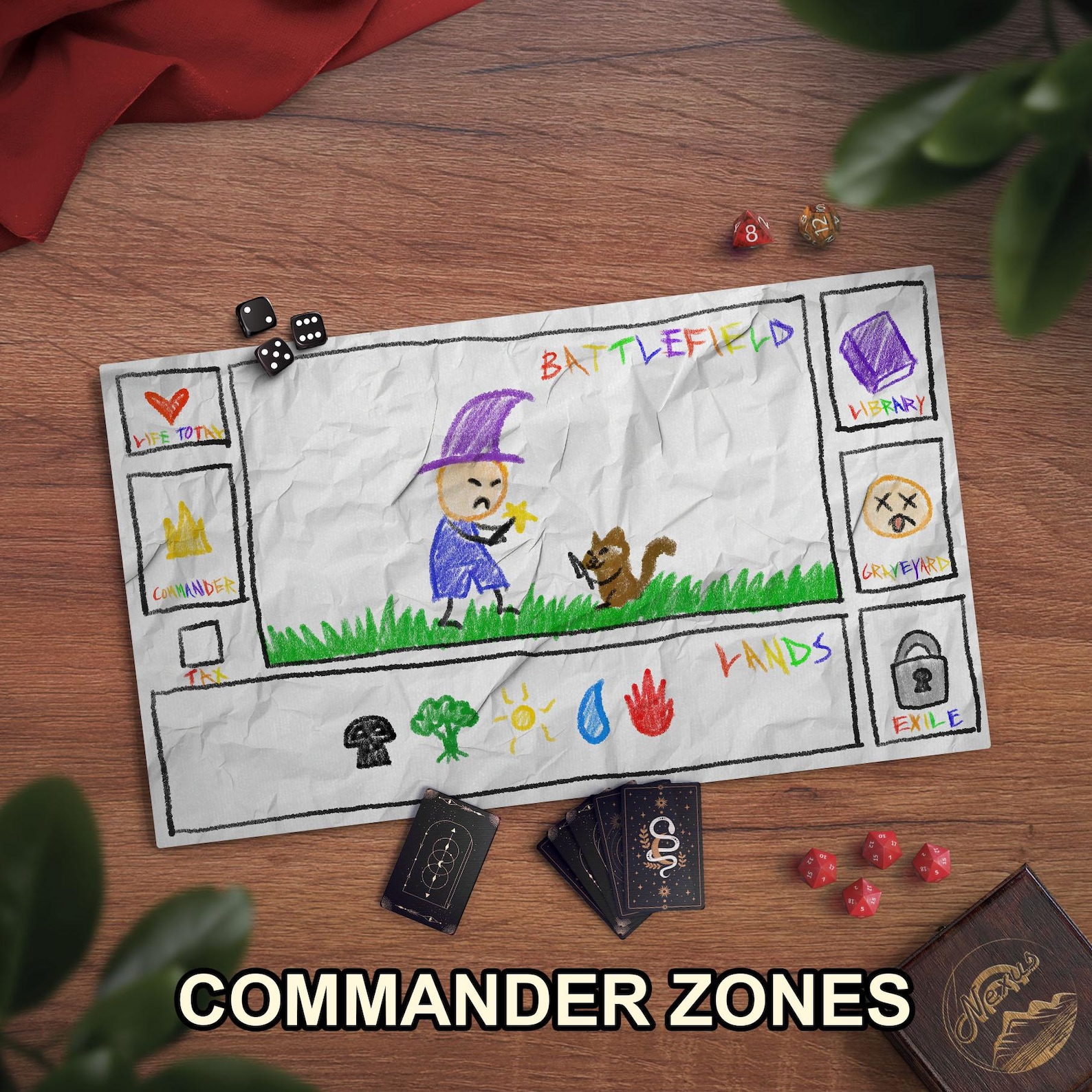 Funny TCG Playmat With Optional EDH Card Zones