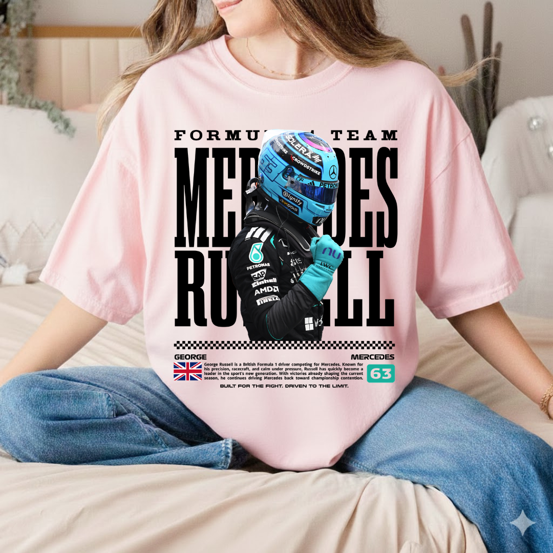 Alternative view of George Russell Racing Graphic Tee, Mercedes Driver Shirt, Vintage Motorsport Style Tee, Grand Prix Fan Apparel, Retro Racing Aesthetic Outfit