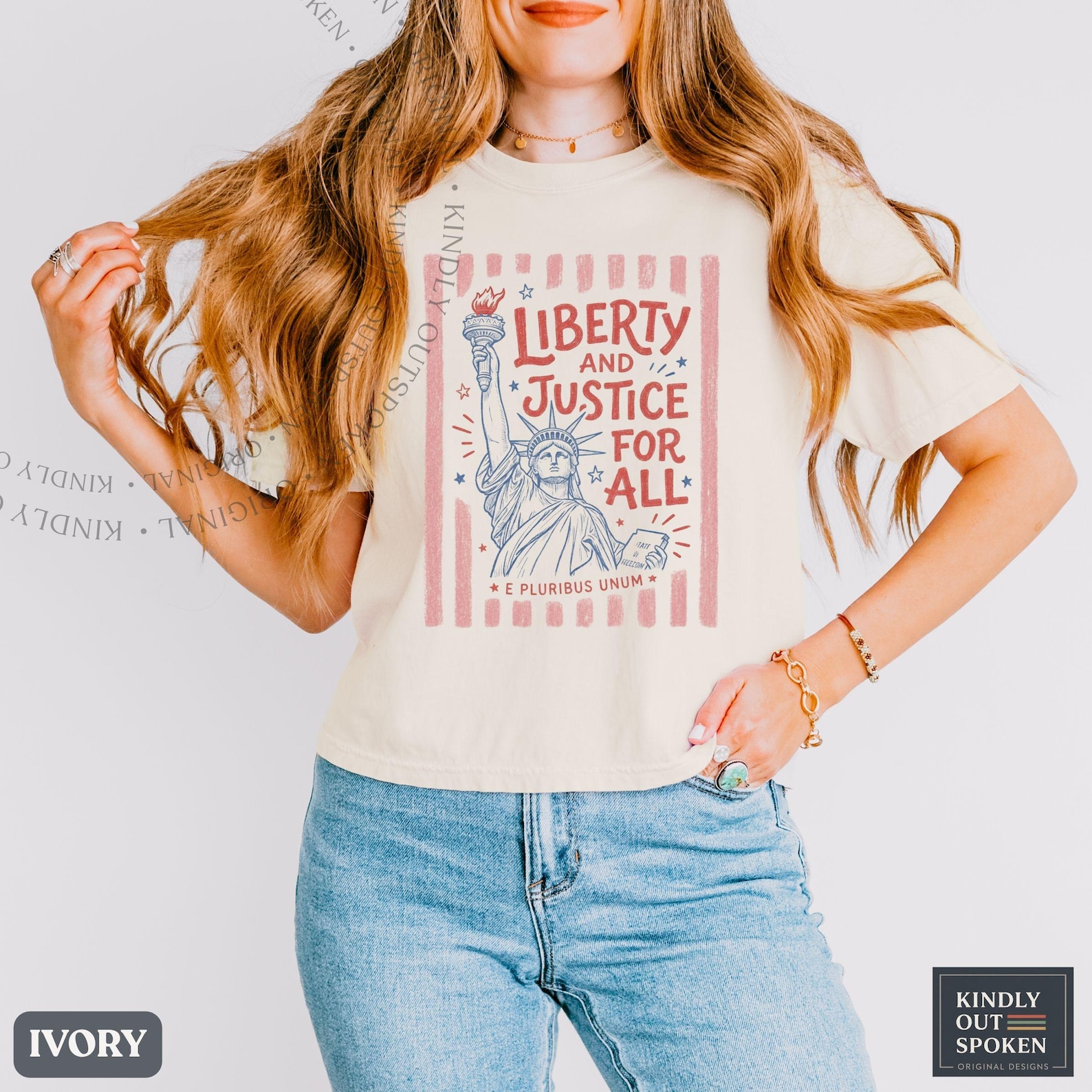 Alternative view of Liberty And Justice For All Comfort Colors Shirt, Liberal Fourth Of July Tee, Social Justice Shirt, Human Rights Gift, Usa 250 Shirt