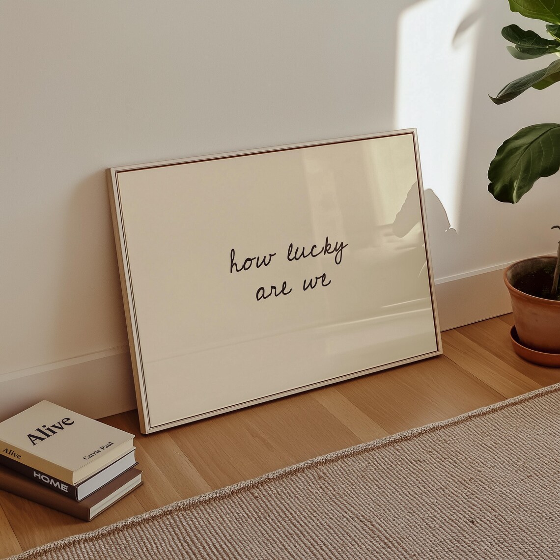 Printed How Lucky Are We, Hand-drawn Typography Poster, Neutral Home Decor, Modern Minimalistic - Image 8