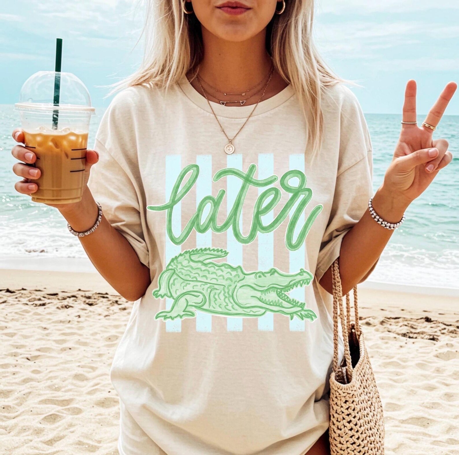 Comfort Colors Later Gator Shirt - See You Later Alligator T-shirt - Trendy Vacation T-shirt - Crocodile Graphic Funny Quote Beach Summer Tee