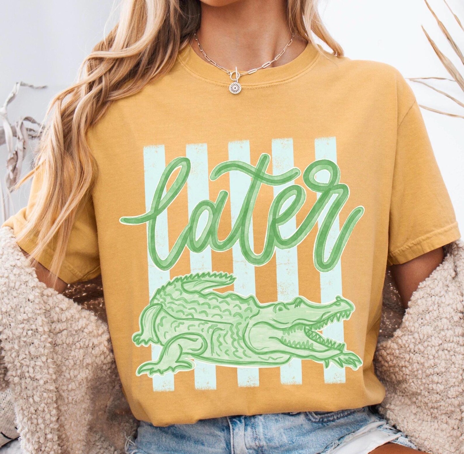 Alternative view of Comfort Colors Later Gator Shirt - See You Later Alligator T-shirt - Trendy Vacation T-shirt - Crocodile Graphic Funny Quote Beach Summer Tee