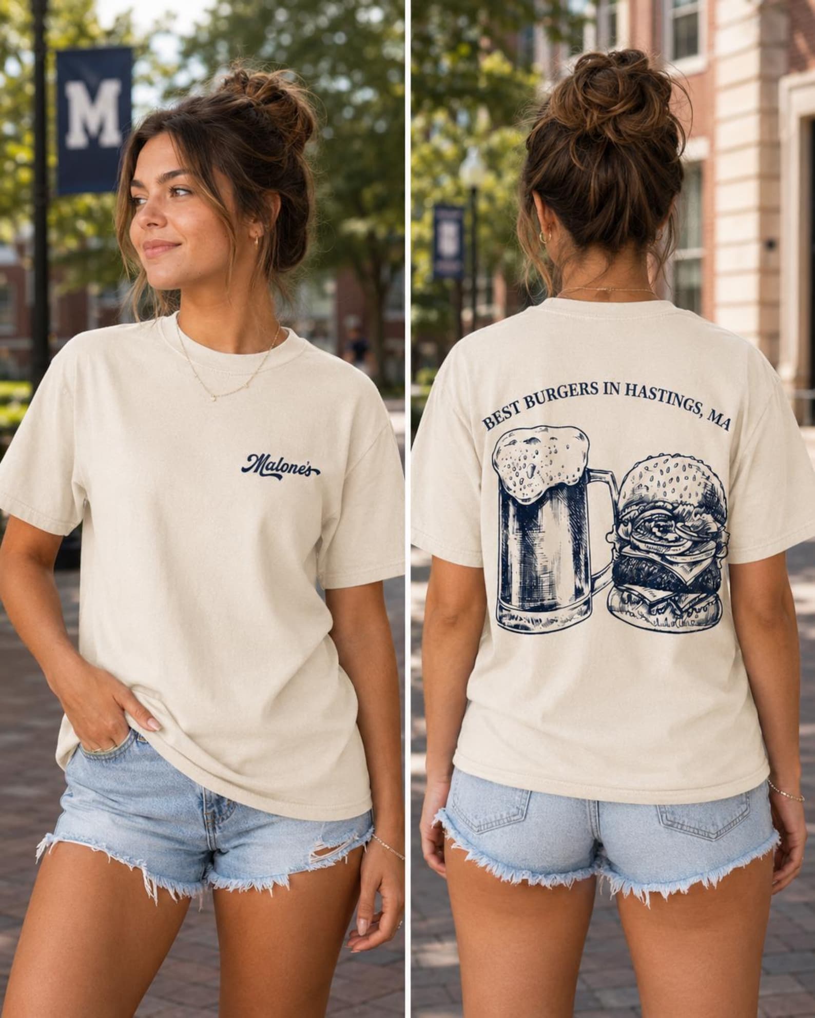 Malone’s Burger Shirt, Best Burgers In Hastings Ma Tee, Vintage Restaurant Graphic T-shirt, Off Campus Hockey Team,briar University Fan Gift