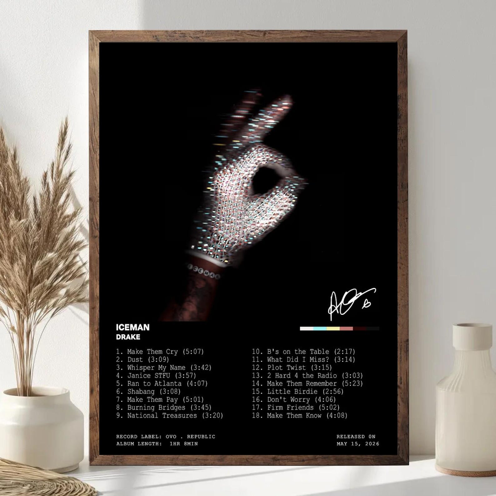 Alternative view of Drake Iceman Album Poster, Drake Wall Art, Hip Hop Album Cover Print, Rap Music Poster, Drake Fan Room Decor