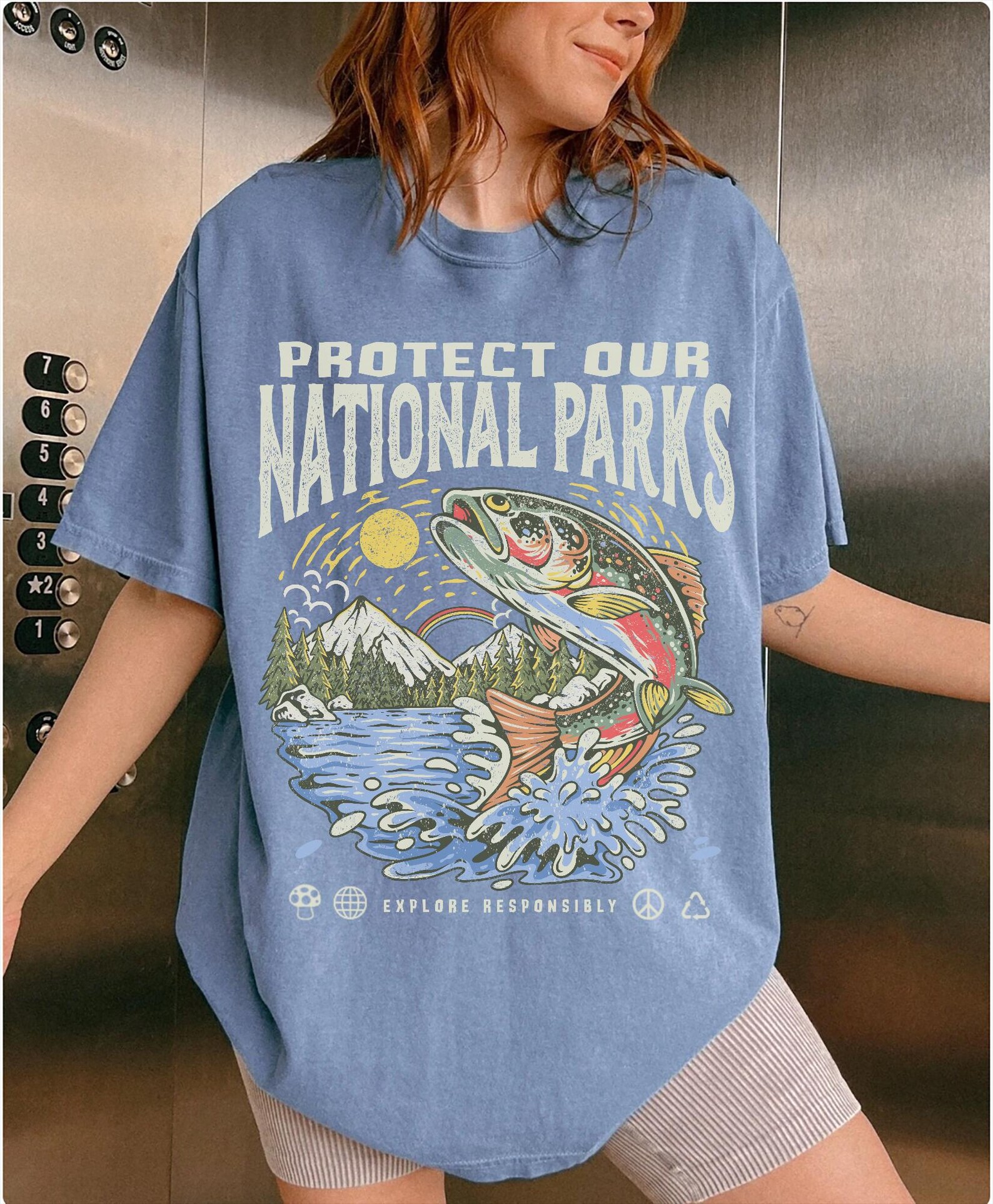 National Parks Fish T Shirt Comfort Colors® Shirt Nature Lover Gift Shirt Camper Tee Hiking Shirt Granola Girl Clothing - Image 4
