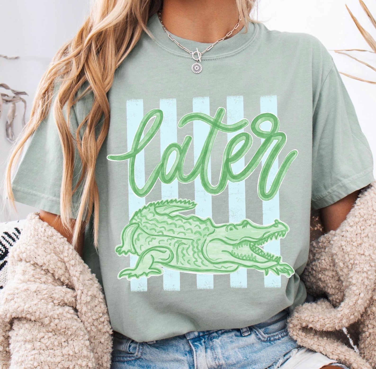 Comfort Colors Later Gator Shirt - See You Later Alligator T-shirt - Trendy Vacation T-shirt - Crocodile Graphic Funny Quote Beach Summer Tee - Image 3
