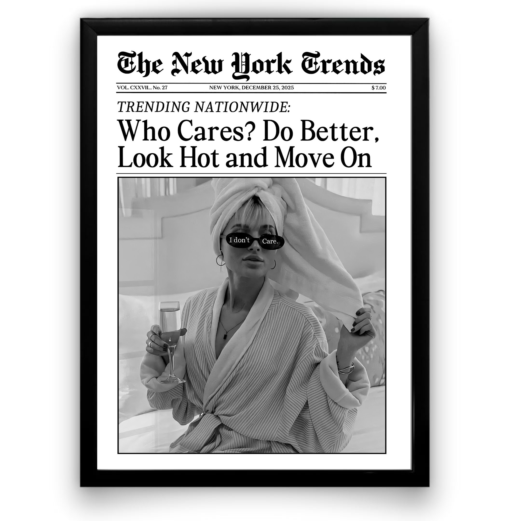Trendy Newspaper Print, New York Times Wall Art, Hot Girl Poster, Retro Bar Cart, Girl Dorm Room Decor,