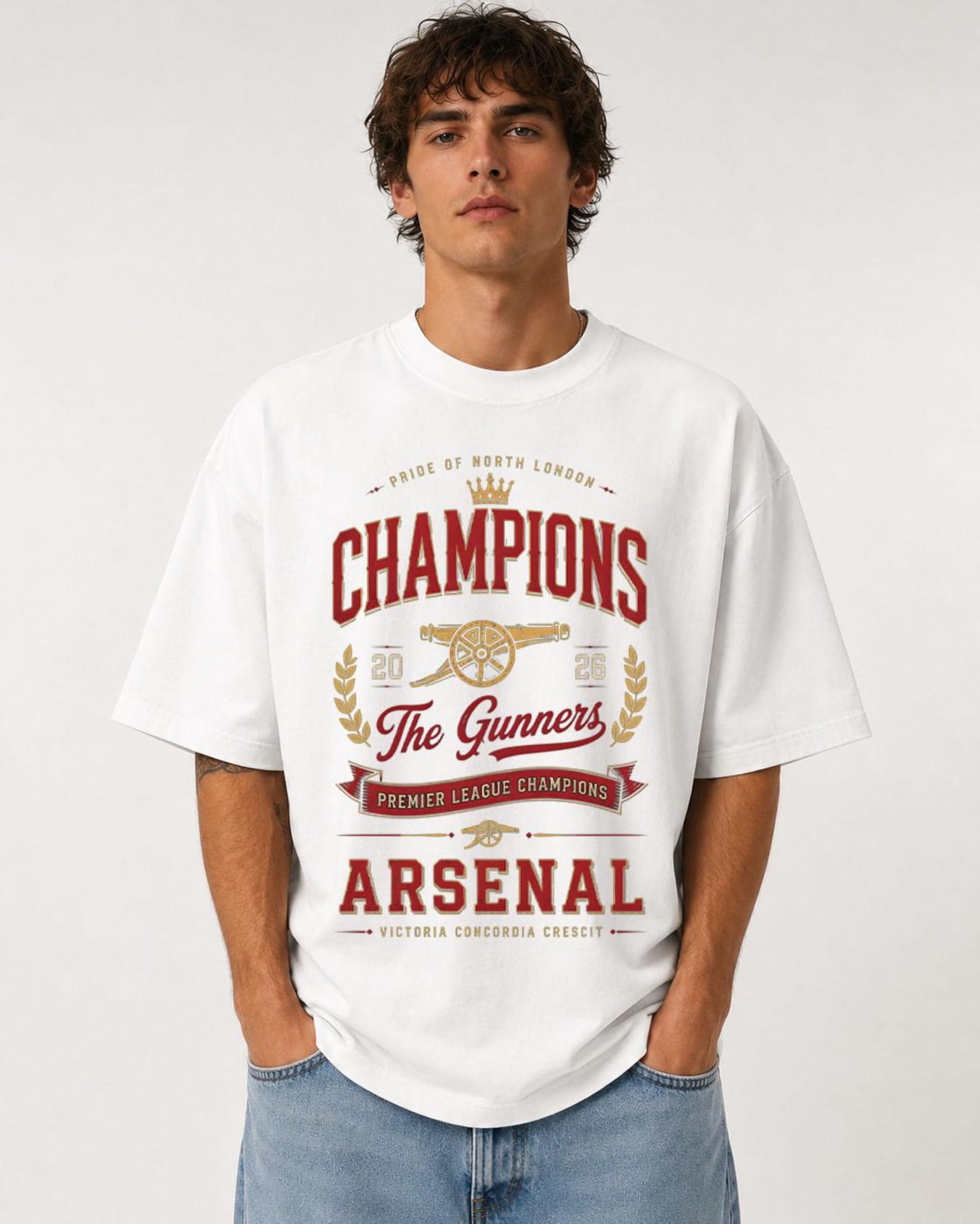 Arsenal Champions 2026 Shirt, The Gunners North London Vintage Football Tee